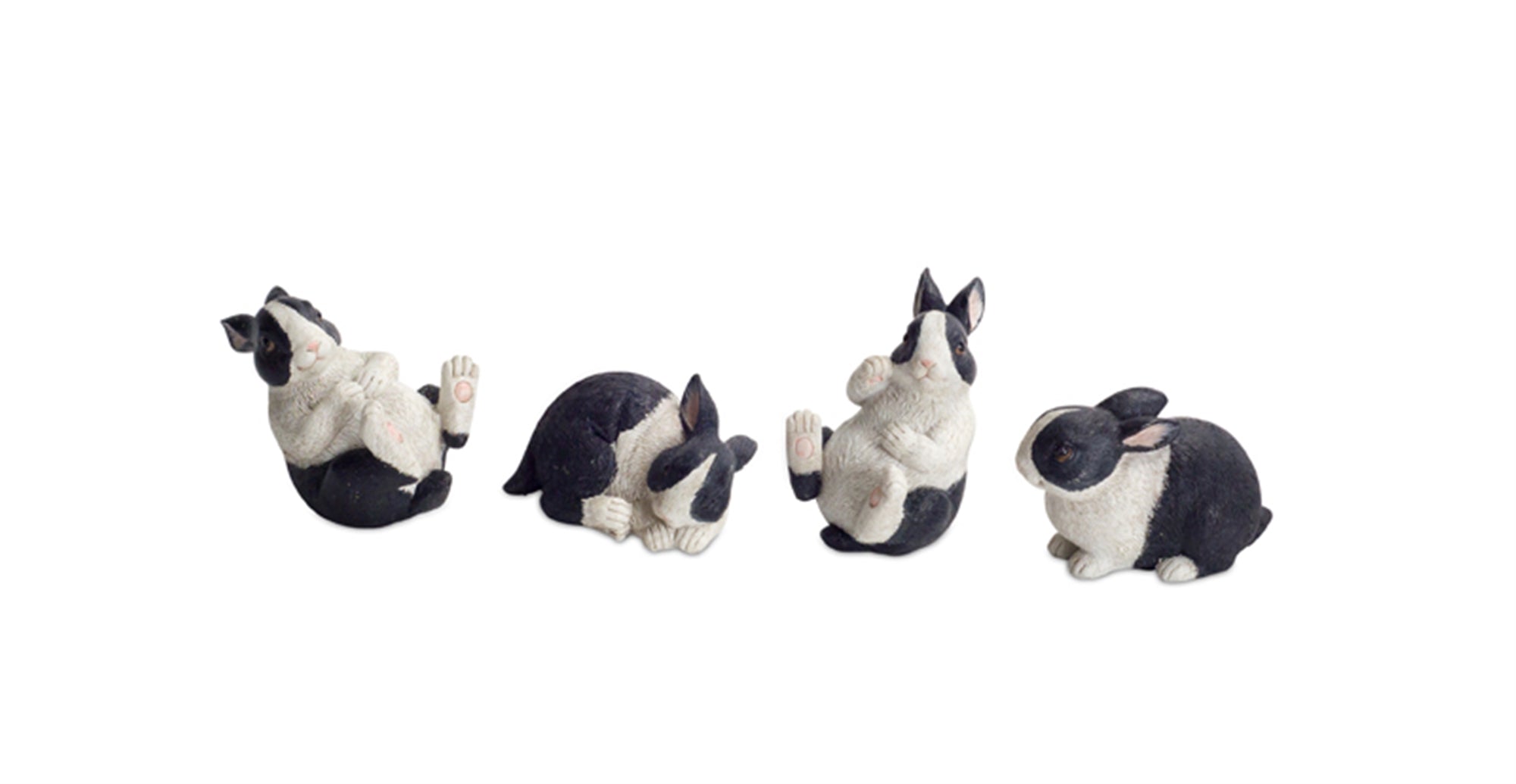 Black and White Playful Rabbit Figurine (Set of 16) - Thumbnail 3