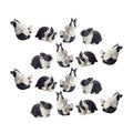 Black and White Playful Rabbit Figurine Set of 16 SpadezStore