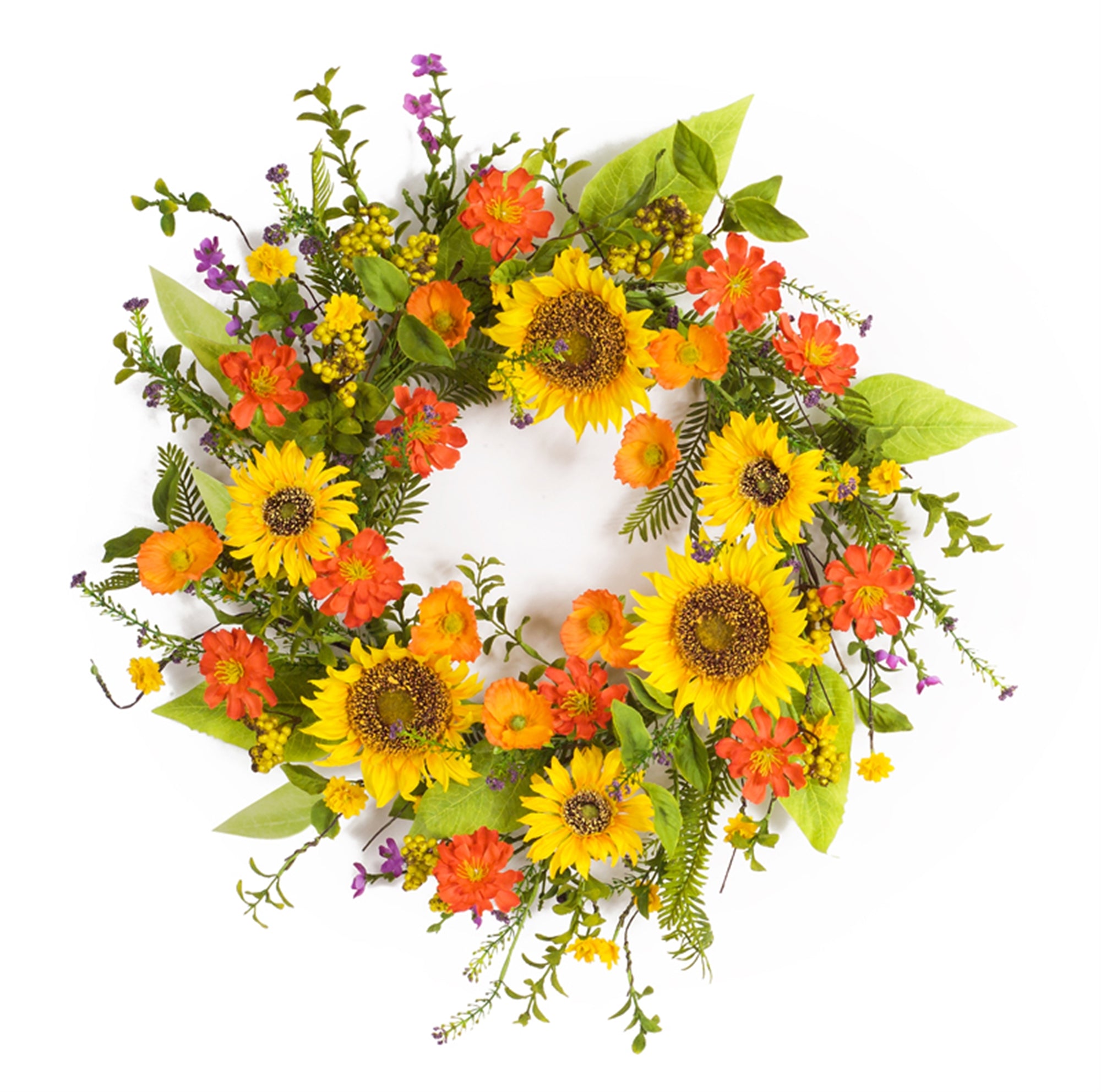 Mixed Sunflower Floral Wreath 22"D SpadezStore