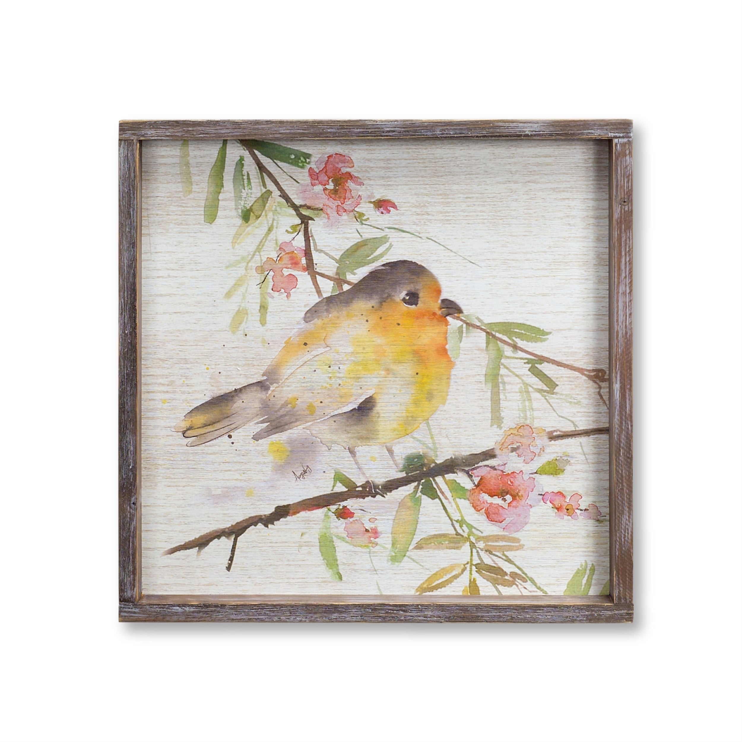 Wood Framed Watercolor Bird Plaque Set of 2 SpadezStore