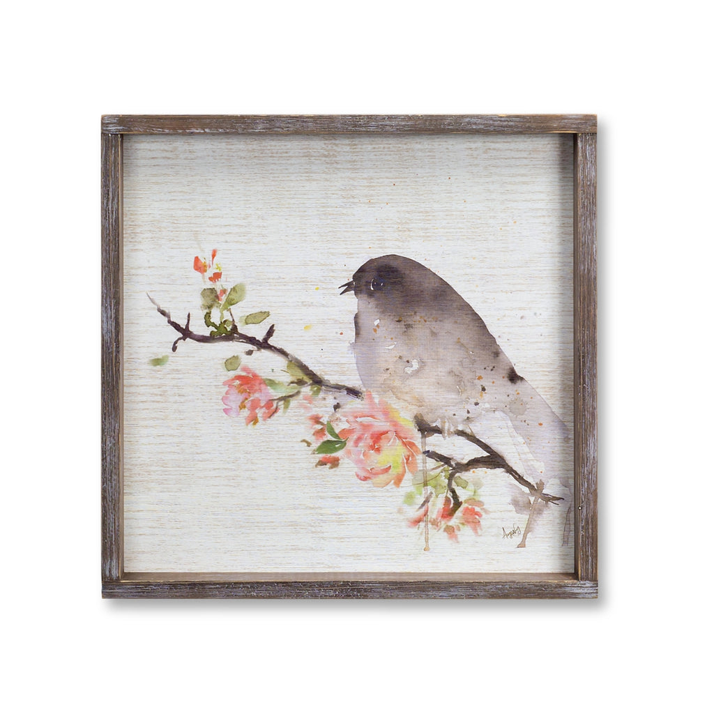 Wood Framed Watercolor Bird Plaque Set of 2 SpadezStore