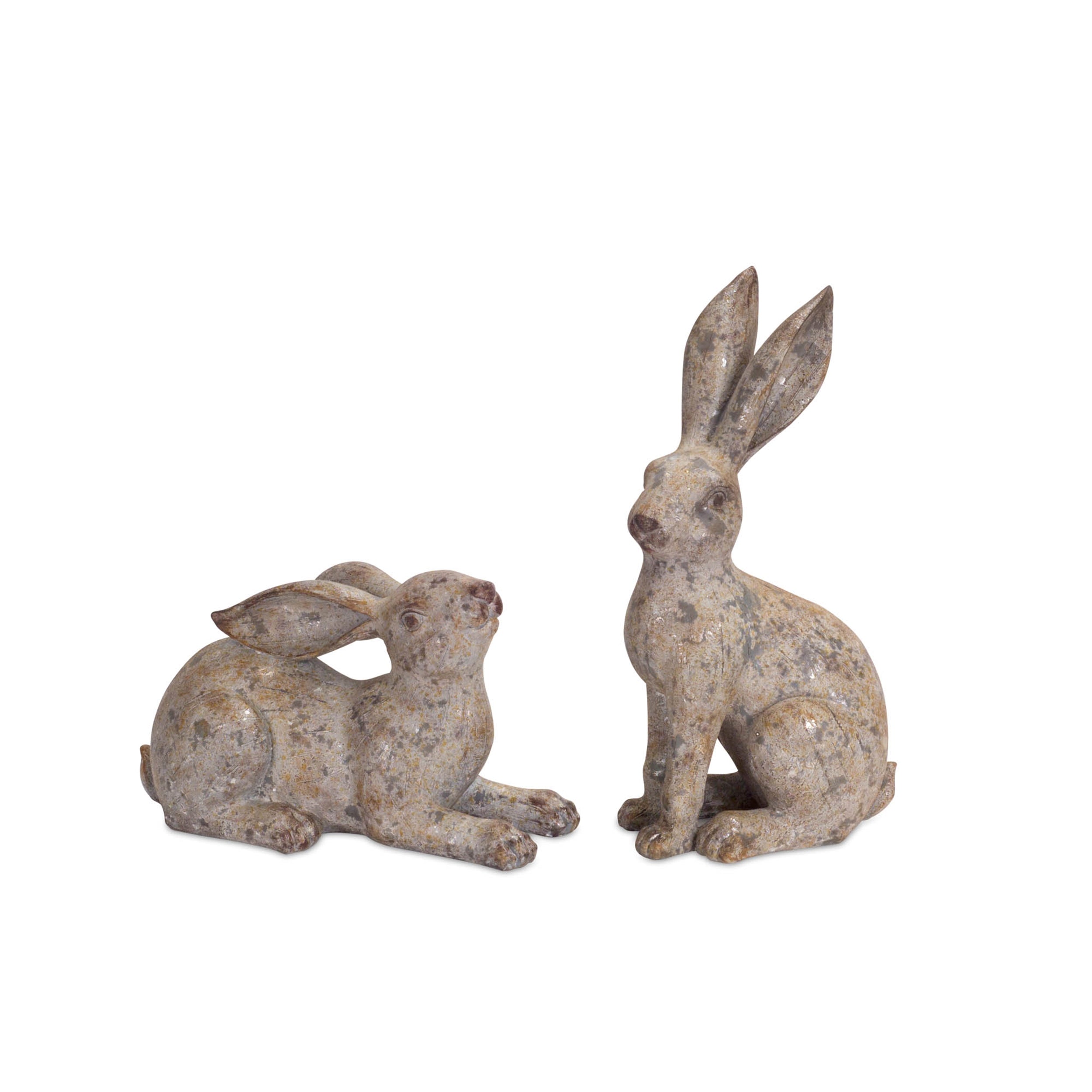 Weathered Stone Standing Garden Rabbit Figurine (Set of 2) - Thumbnail 3