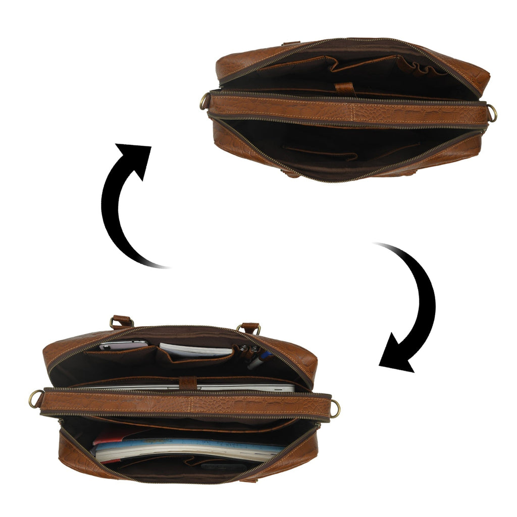 Classy Leather Bags Easton Premium Buffalo Leather Laptop Office Briefcase SpadezStore