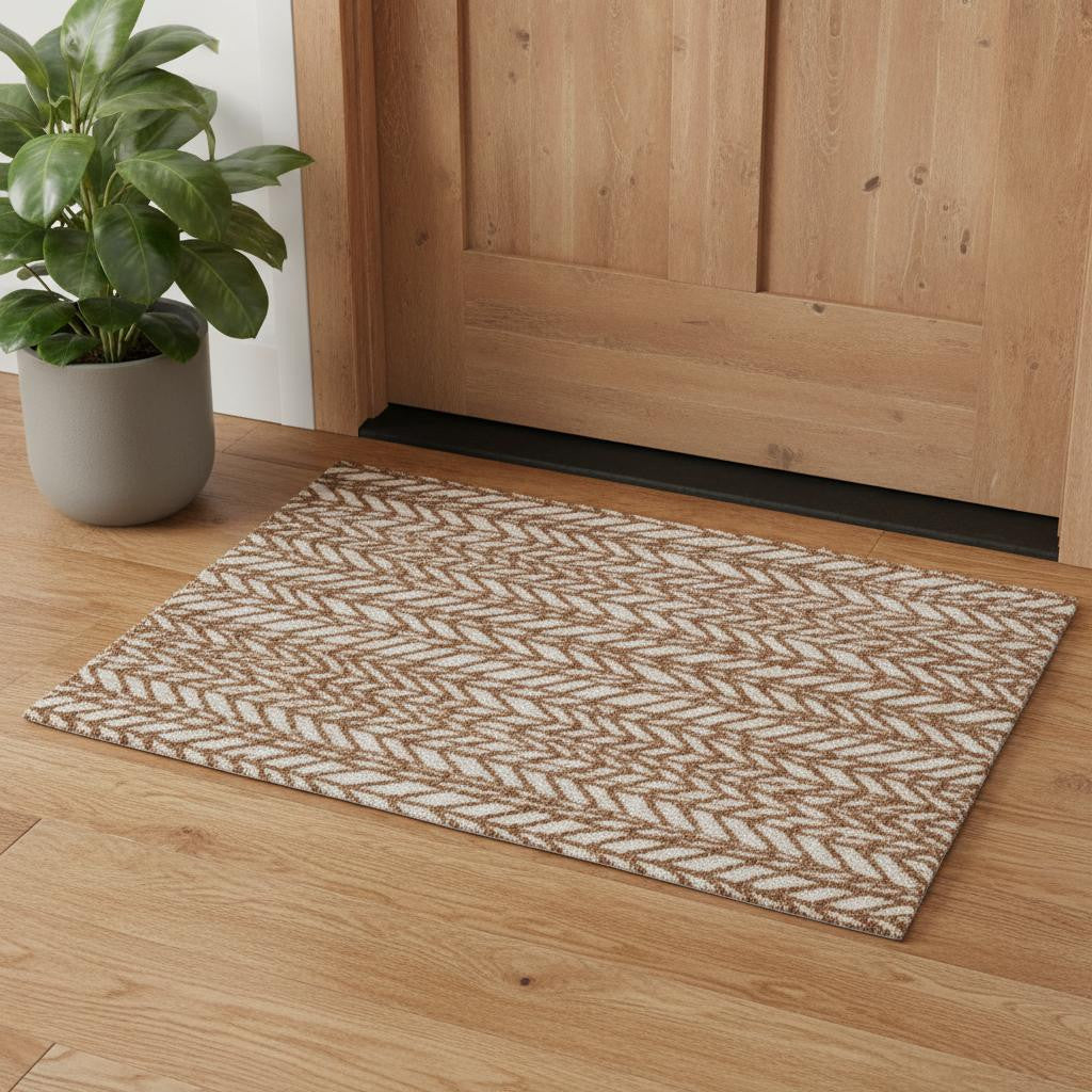 Brown and Tan Chevron Area Rug