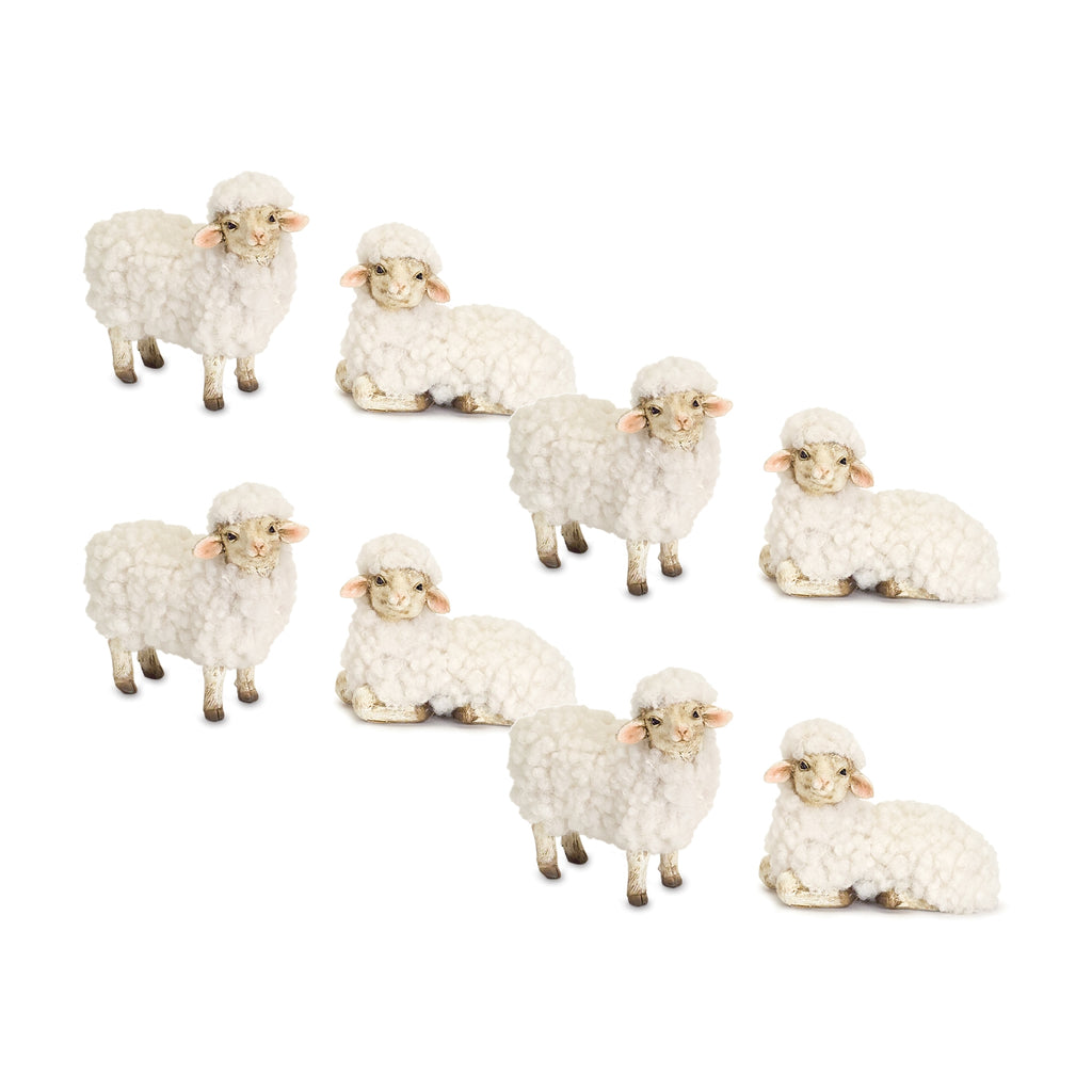 Happy Tabletop Sheep Figurine Set of 8 SpadezStore