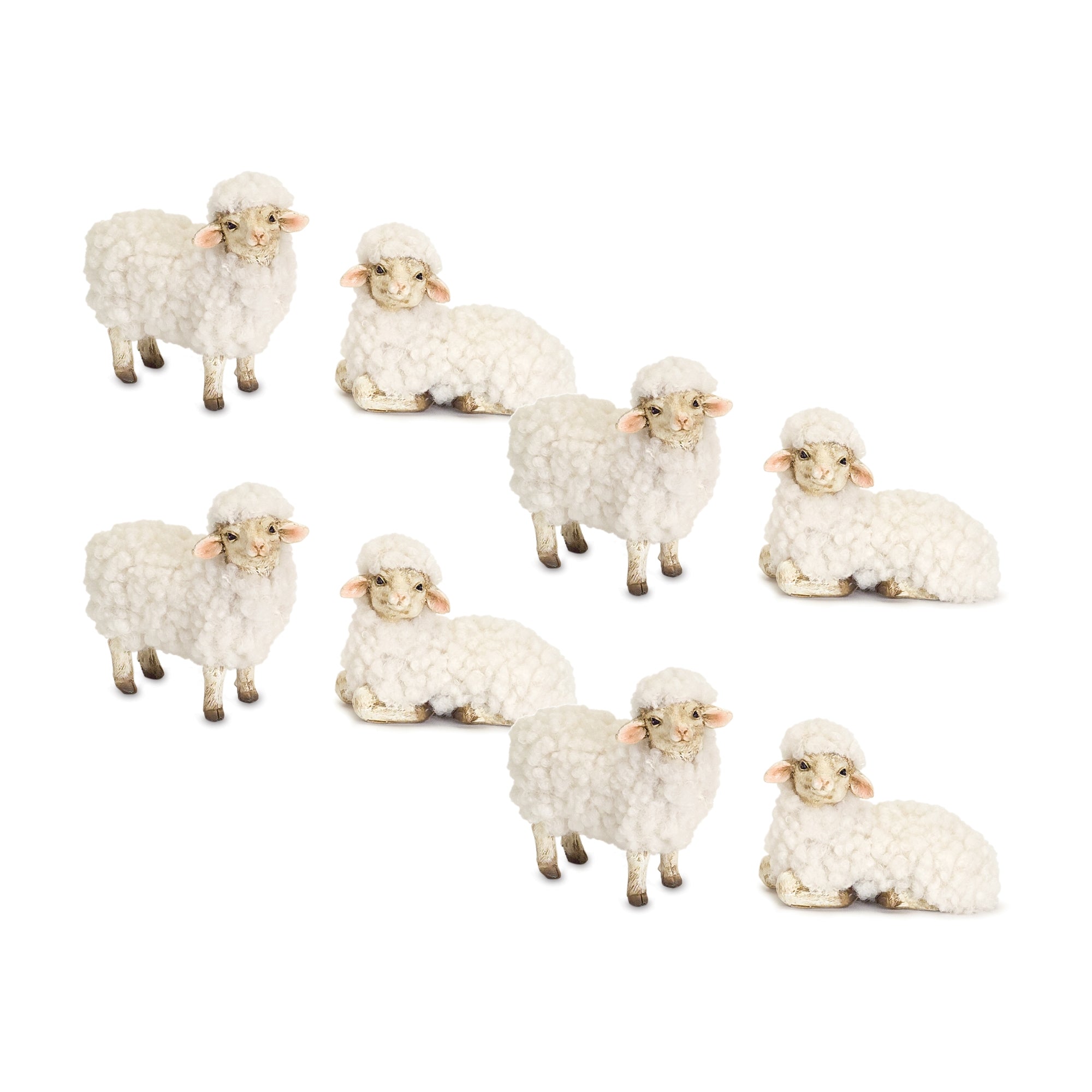 Happy Tabletop Sheep Figurine Set of 8 SpadezStore