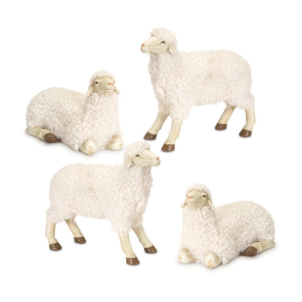White Tabletop Sheep Figurine Set of 4 SpadezStore