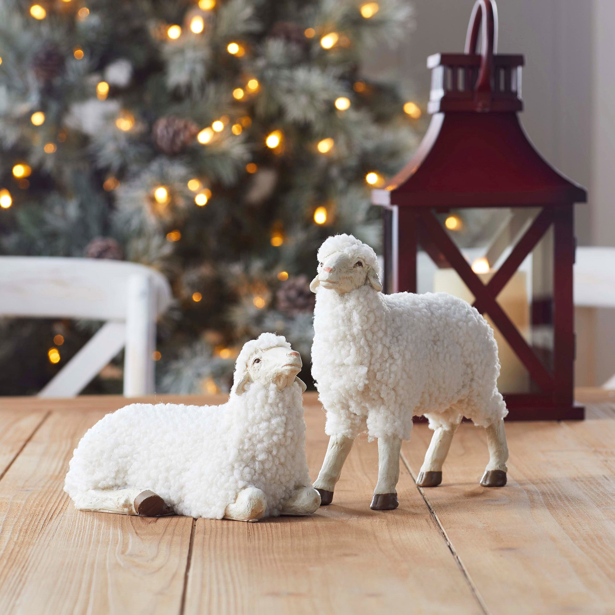 White Tabletop Sheep Figurine Set of 4 SpadezStore