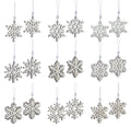 Wooden Mini Snowflake Ornament Set of 18 SpadezStore