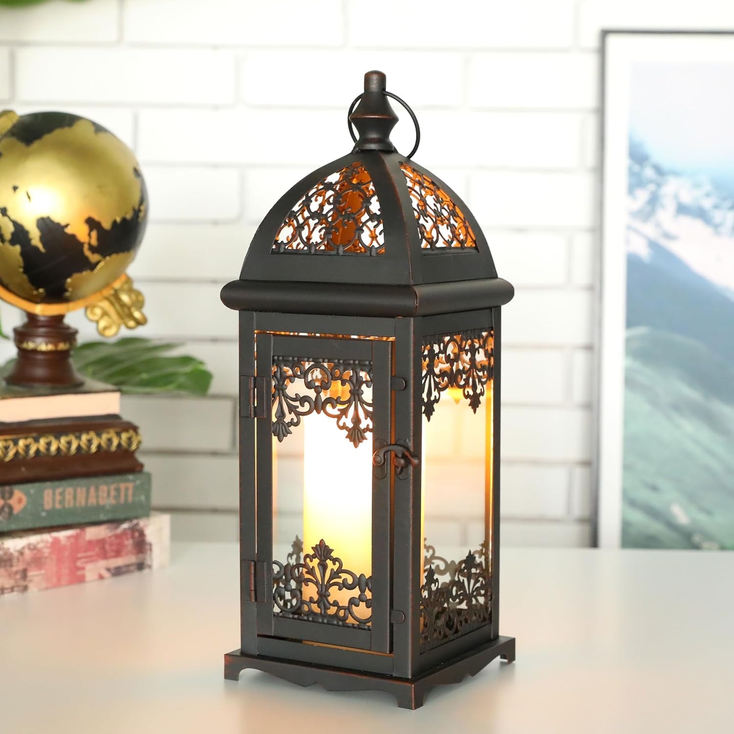 15" Black Glass Floor Candelabra Candle Holder