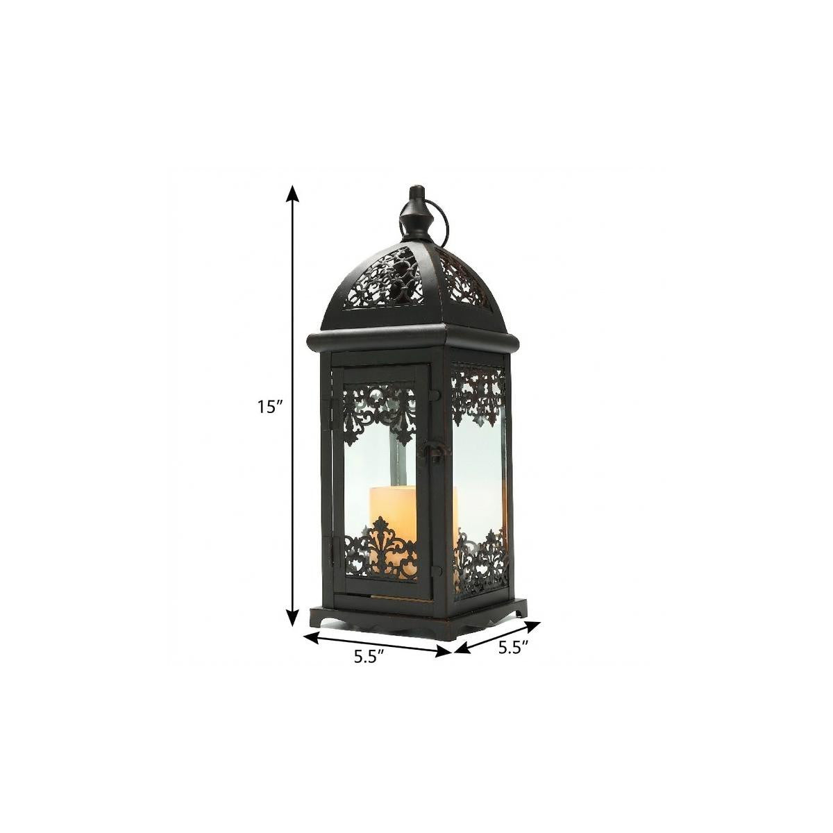 15" Black Glass Floor Candelabra Candle Holder