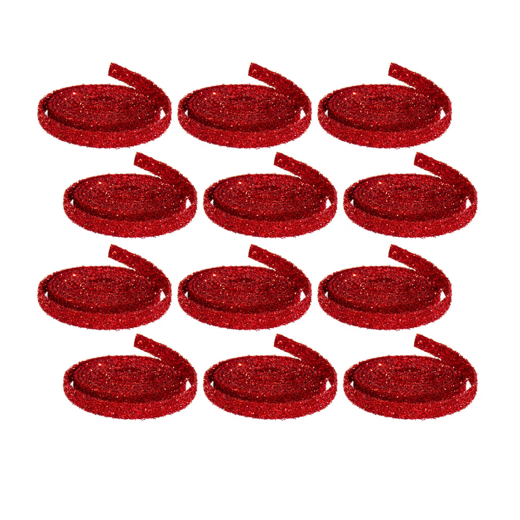Red Glitter Rope Ribbon Set of 12 Rolls SpadezStore