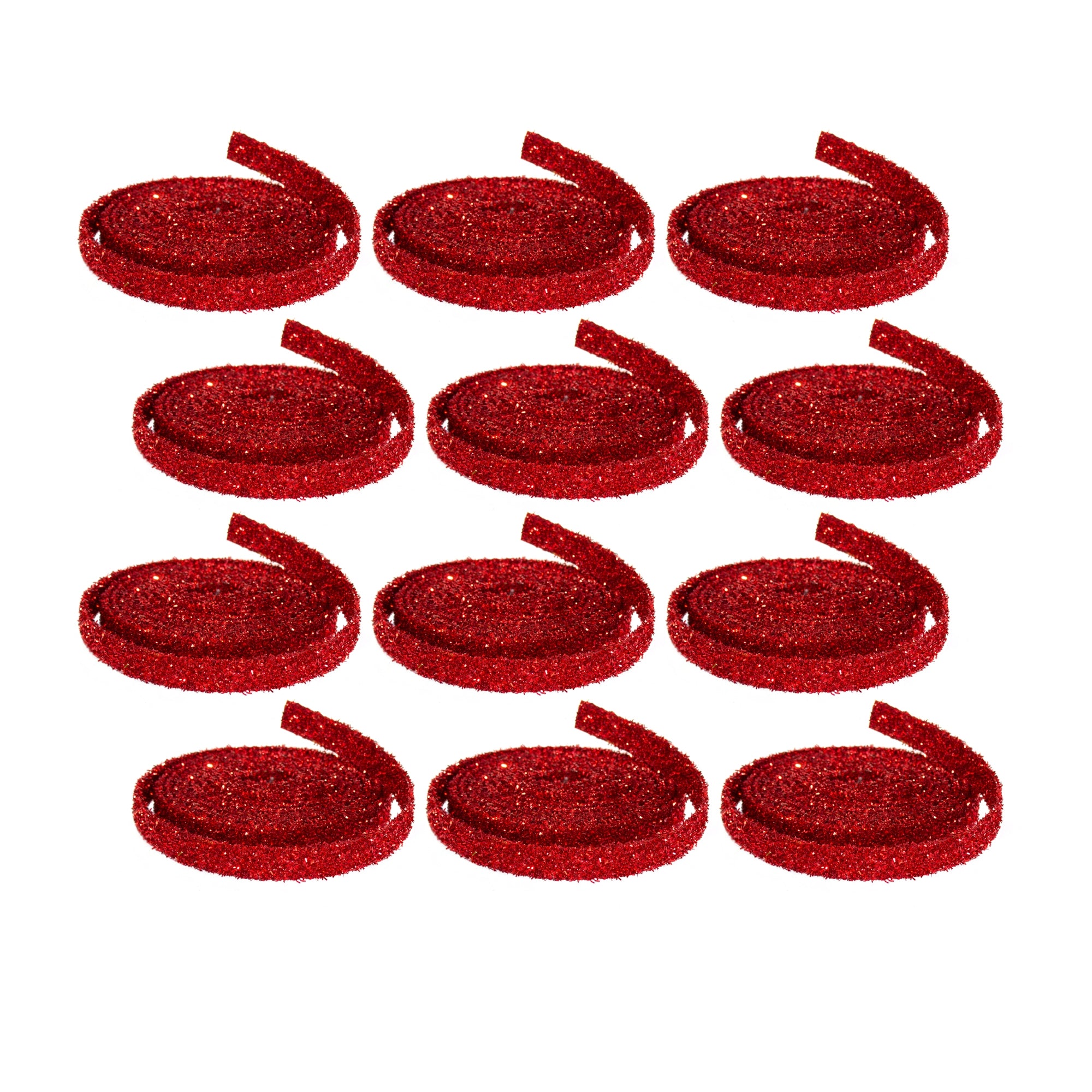 Red Glitter Rope Ribbon Set of 12 Rolls SpadezStore