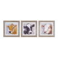 Wood Framed Cow Print Under Glass Set of 3 SpadezStore