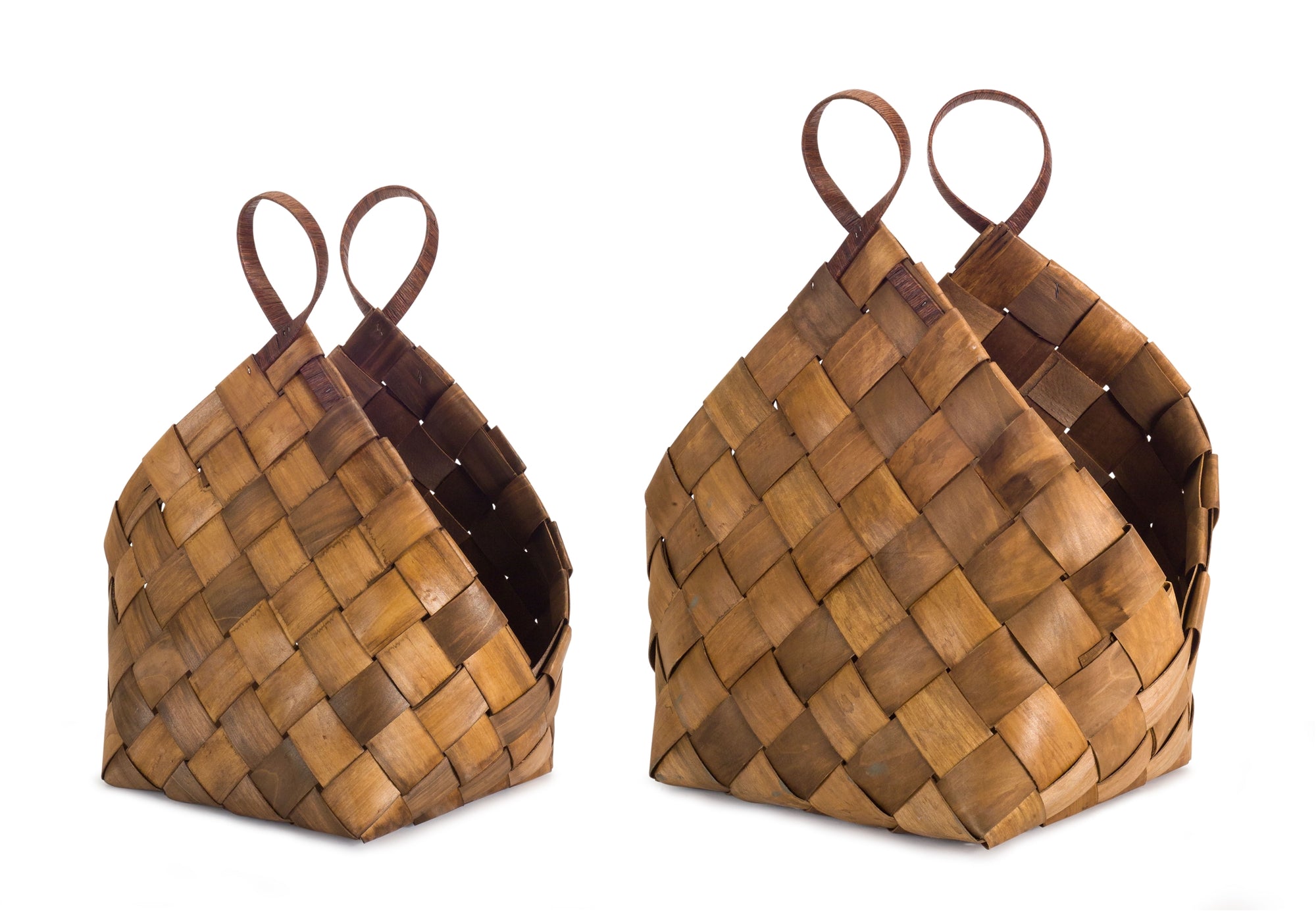Woven Metasequoia Wood Basket with Handles Set of 4 SpadezStore