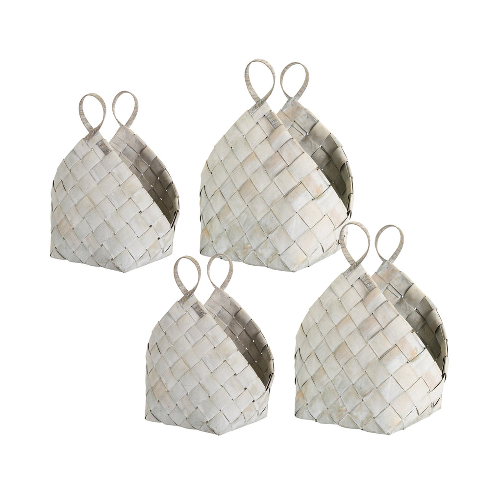 Woven Metasequoia Wood Basket with Handles Set of 4 SpadezStore