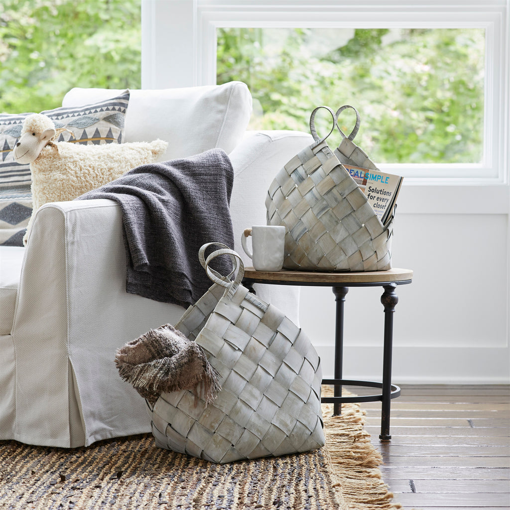 Woven Metasequoia Wood Basket with Handles Set of 4 SpadezStore