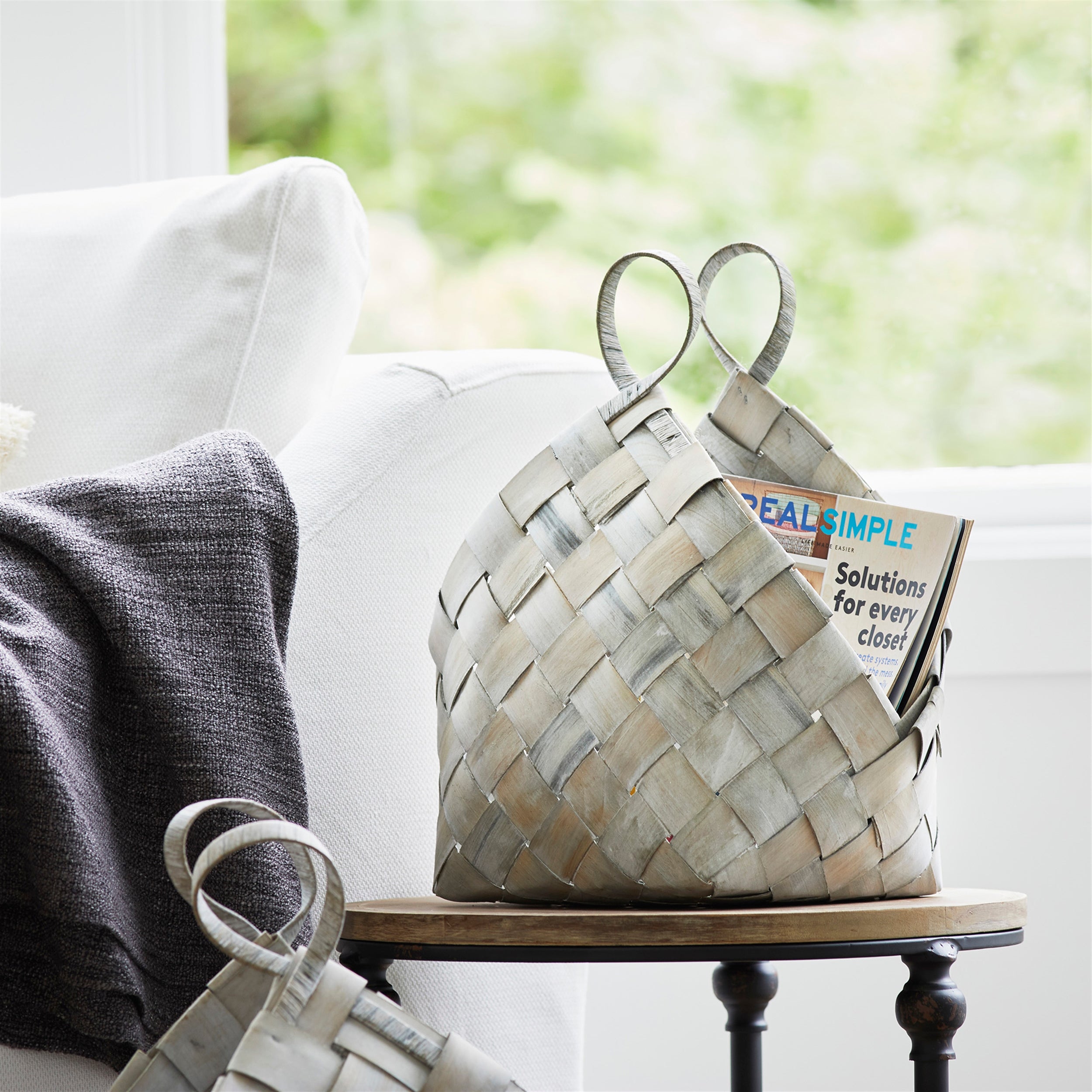 Woven Metasequoia Wood Basket with Handles Set of 4 SpadezStore