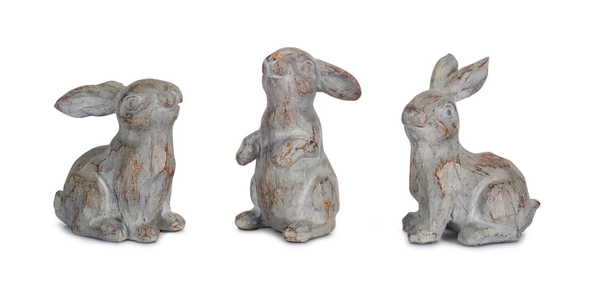 Carved Stone Garden Rabbit Figurine (Set of 6) - Thumbnail 2