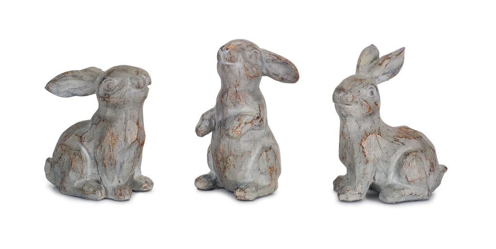 Washed Stone Garden Rabbit Figurine Set of 6 SpadezStore