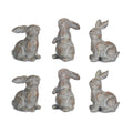 Washed Stone Garden Rabbit Figurine Set of 6 SpadezStore