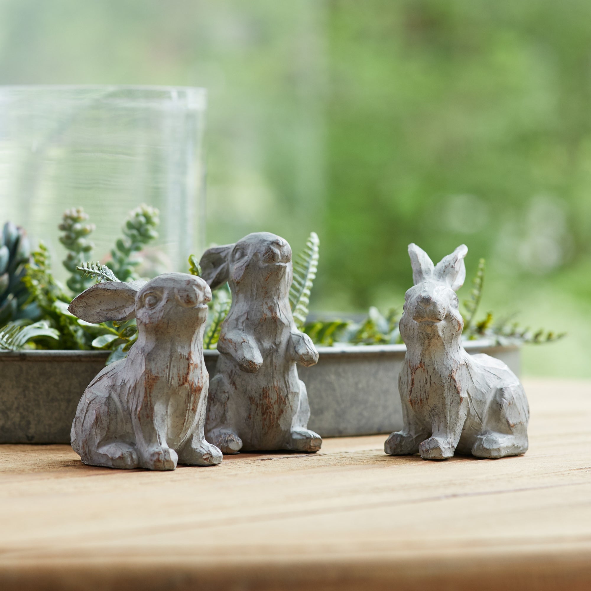Carved Stone Garden Rabbit Figurine (Set of 6) - Thumbnail 4