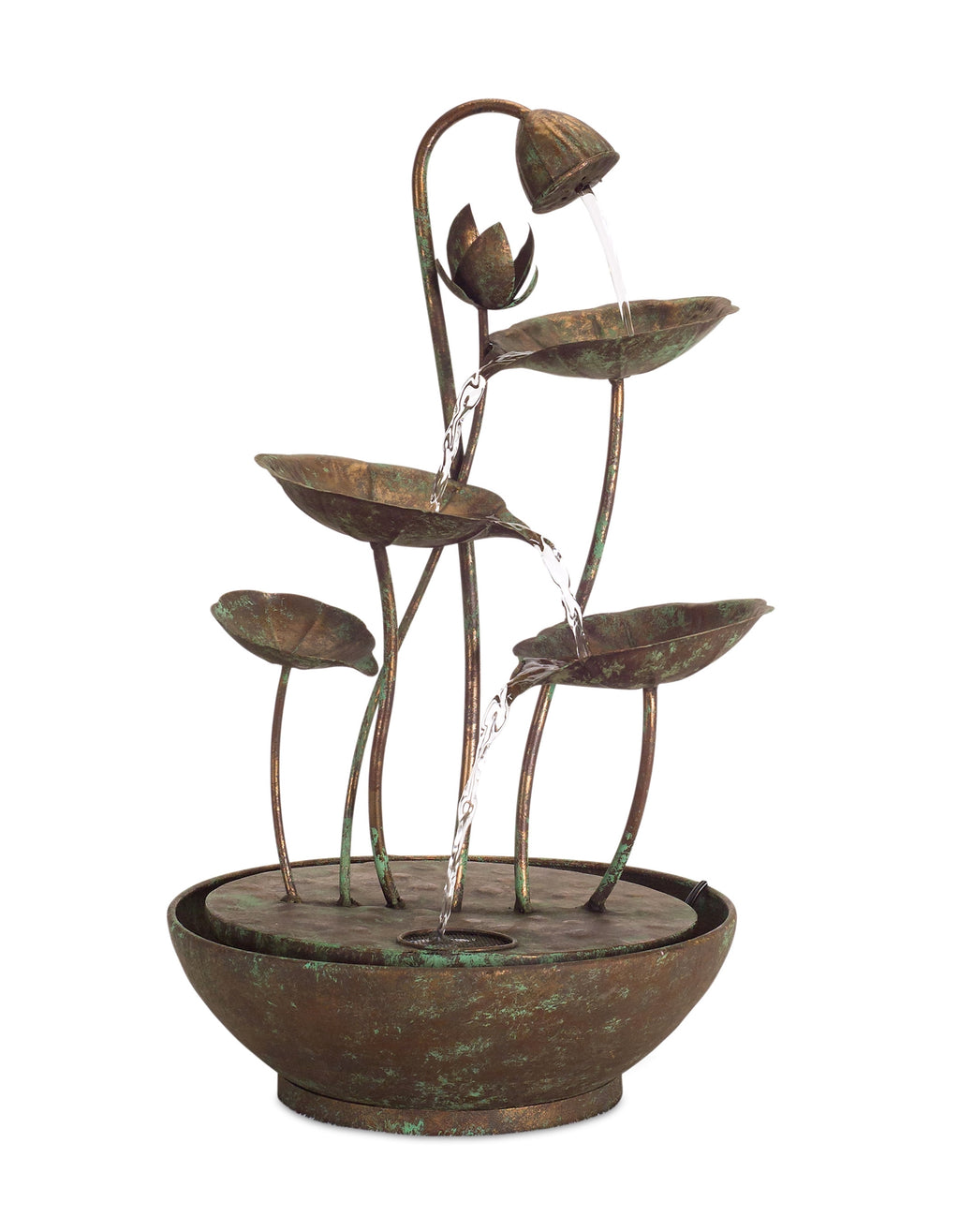Rustic Metal Lotus Leaf Fountain 19.5"H SpadezStore