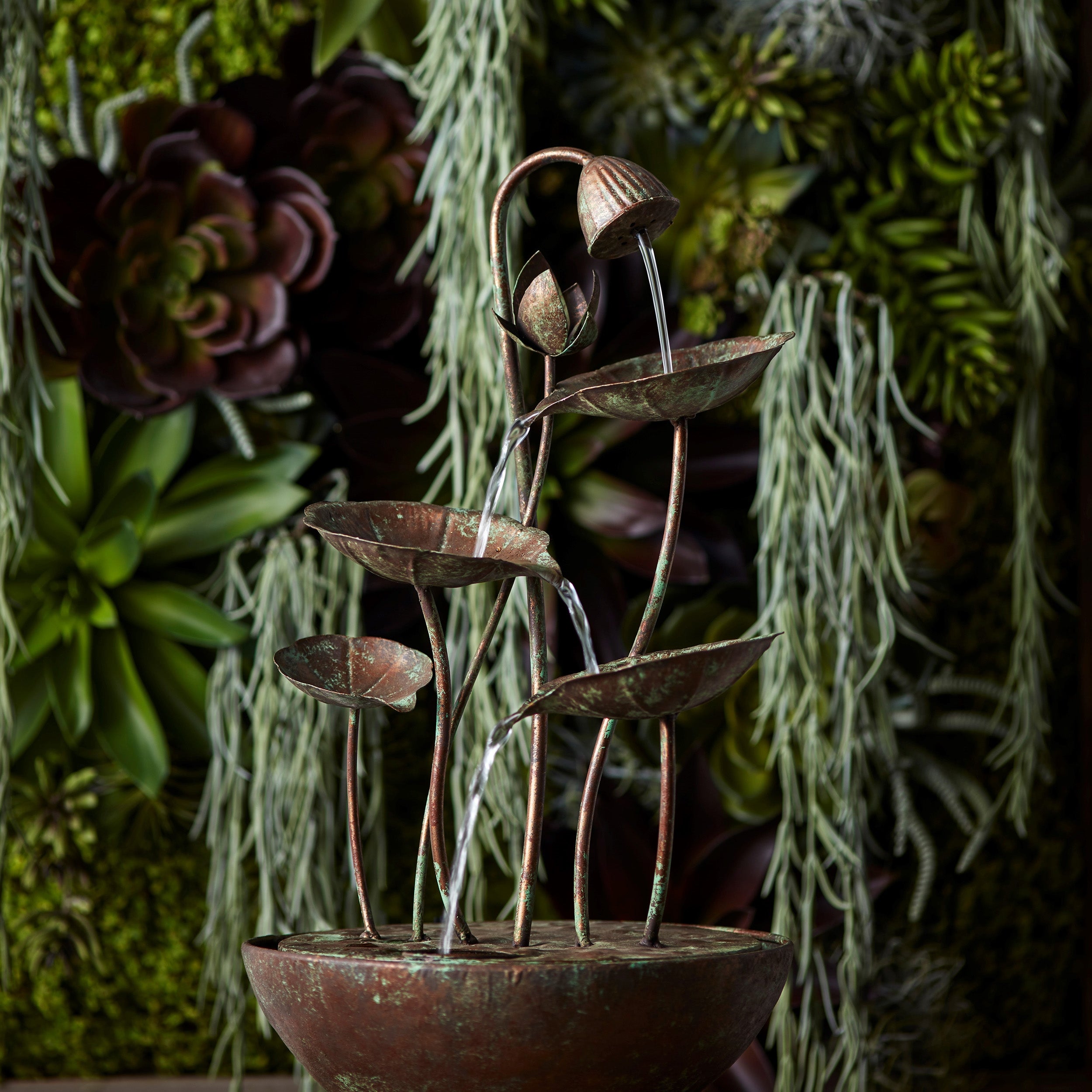 Rustic Metal Lotus Leaf Fountain 19.5"H - Thumbnail 3