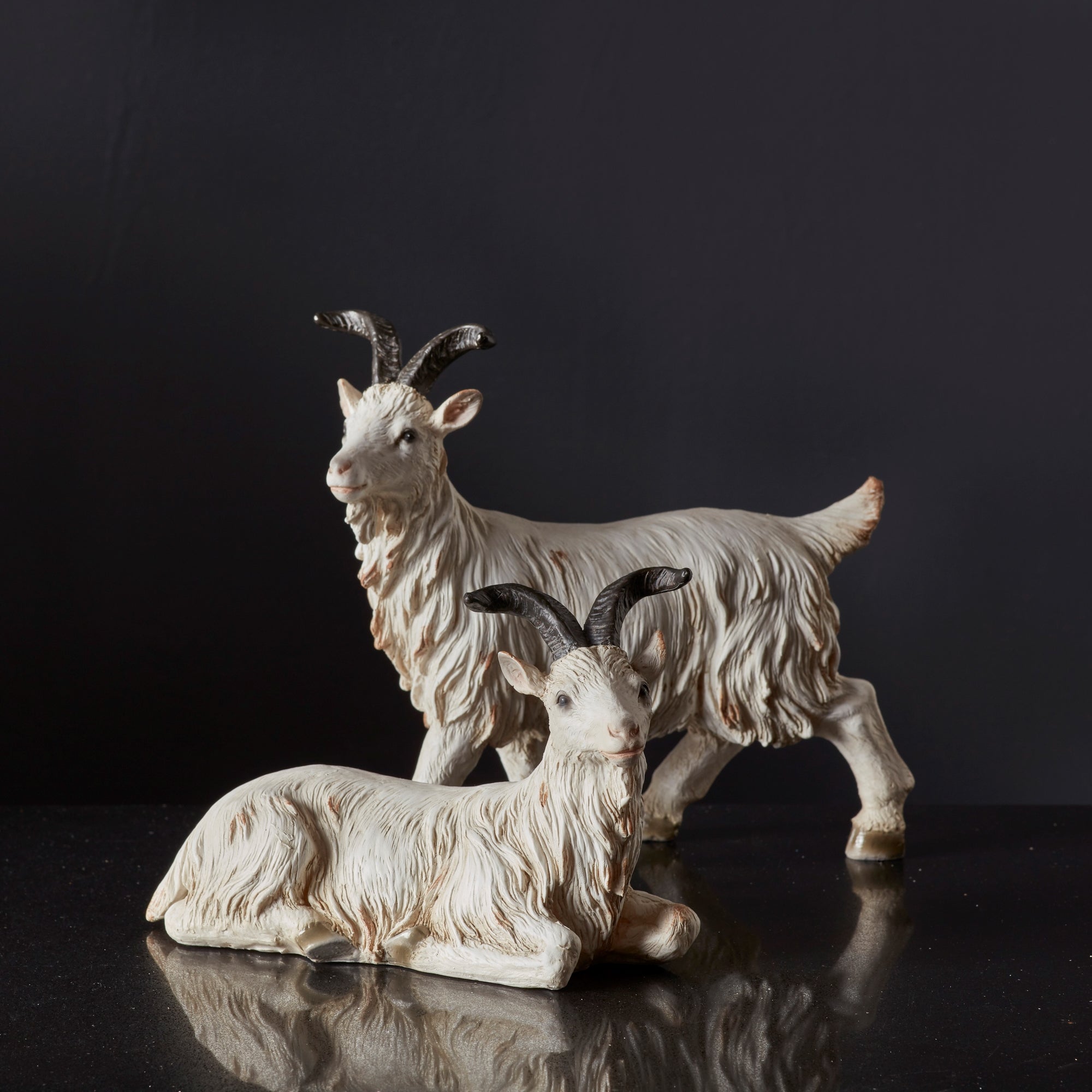 Rustic Mountain Goat Figurine Set of 2 SpadezStore