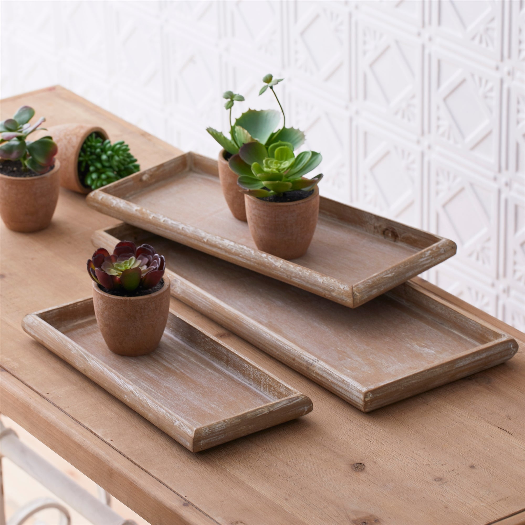 Natural Wooden Nesting Tray Set of 6 SpadezStore