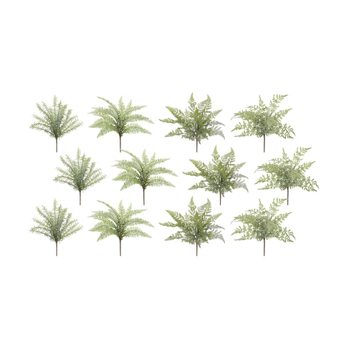 Assorted Fern Foliage Bush Set of 12 SpadezStore