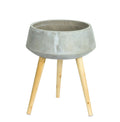 Cement Bowl Planter with Wood Legs 17.5"H SpadezStore
