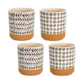 Geometric Patterned Pot with Terra Cotta Accent Set of 4 SpadezStore