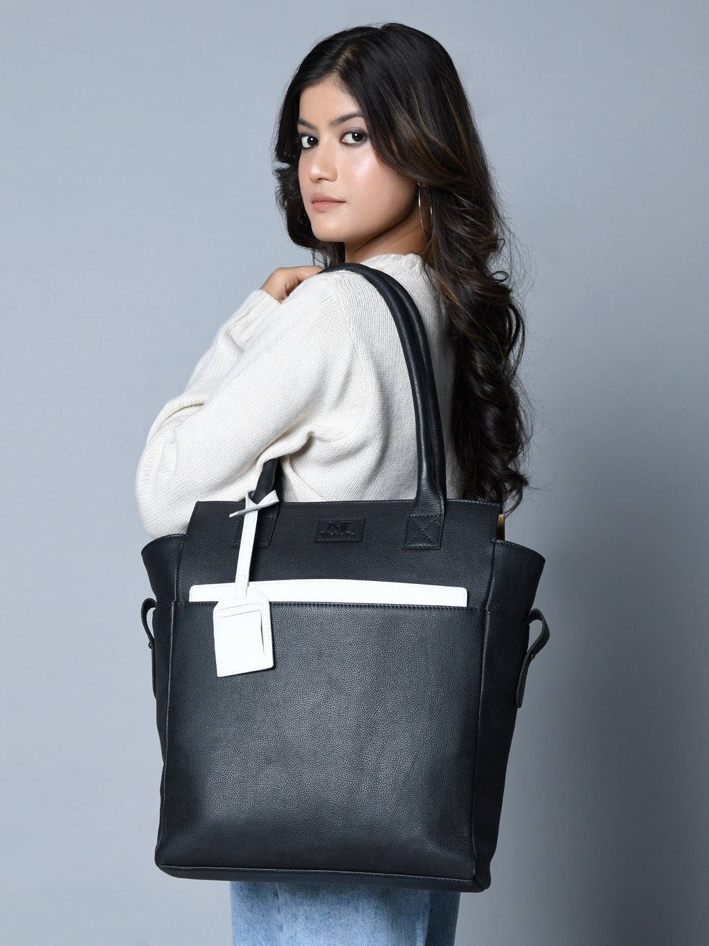 Classy Leather Bags Midnight Elegance Noir Shopper Tote SpadezStore