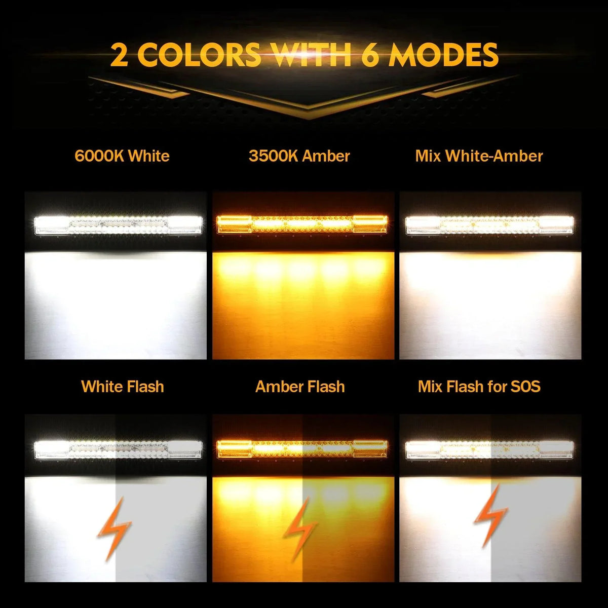 Auxbeam 6 Modes Series Amber and White LED Light Bars