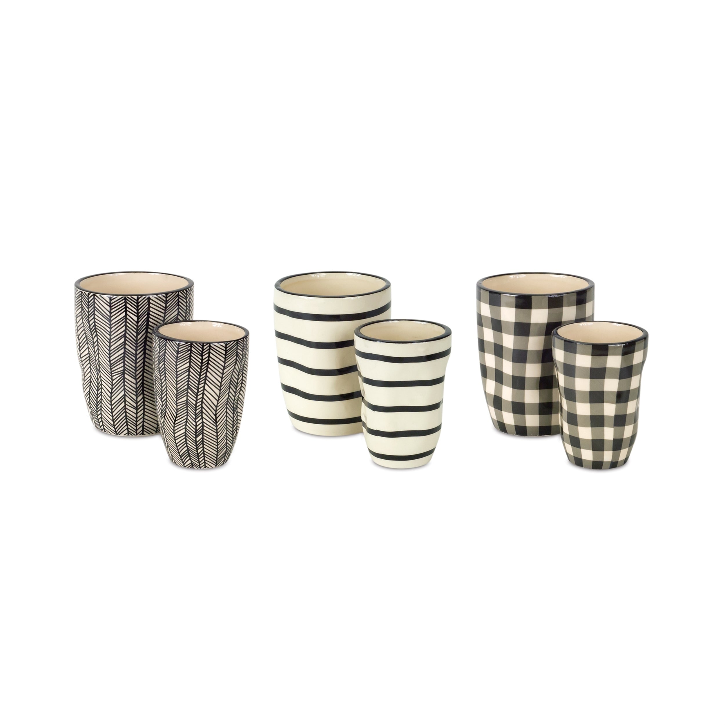 Wavy Patterned Planter or Vase Set of 6 SpadezStore