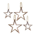 Natural Wooden Star Ornament with Jute Hanger Set of 4 SpadezStore