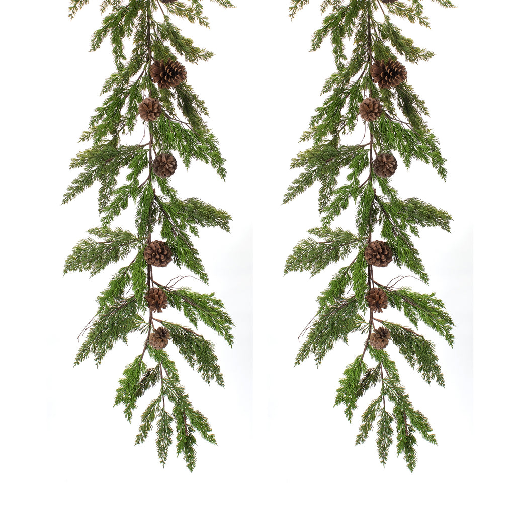 Winter Pine Garland with Pinecone Accents Set of 2 SpadezStore
