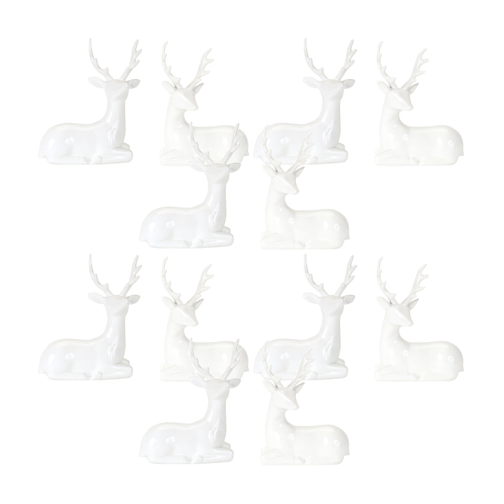 Modern White Winter Deer Figurine Set of 12 SpadezStore