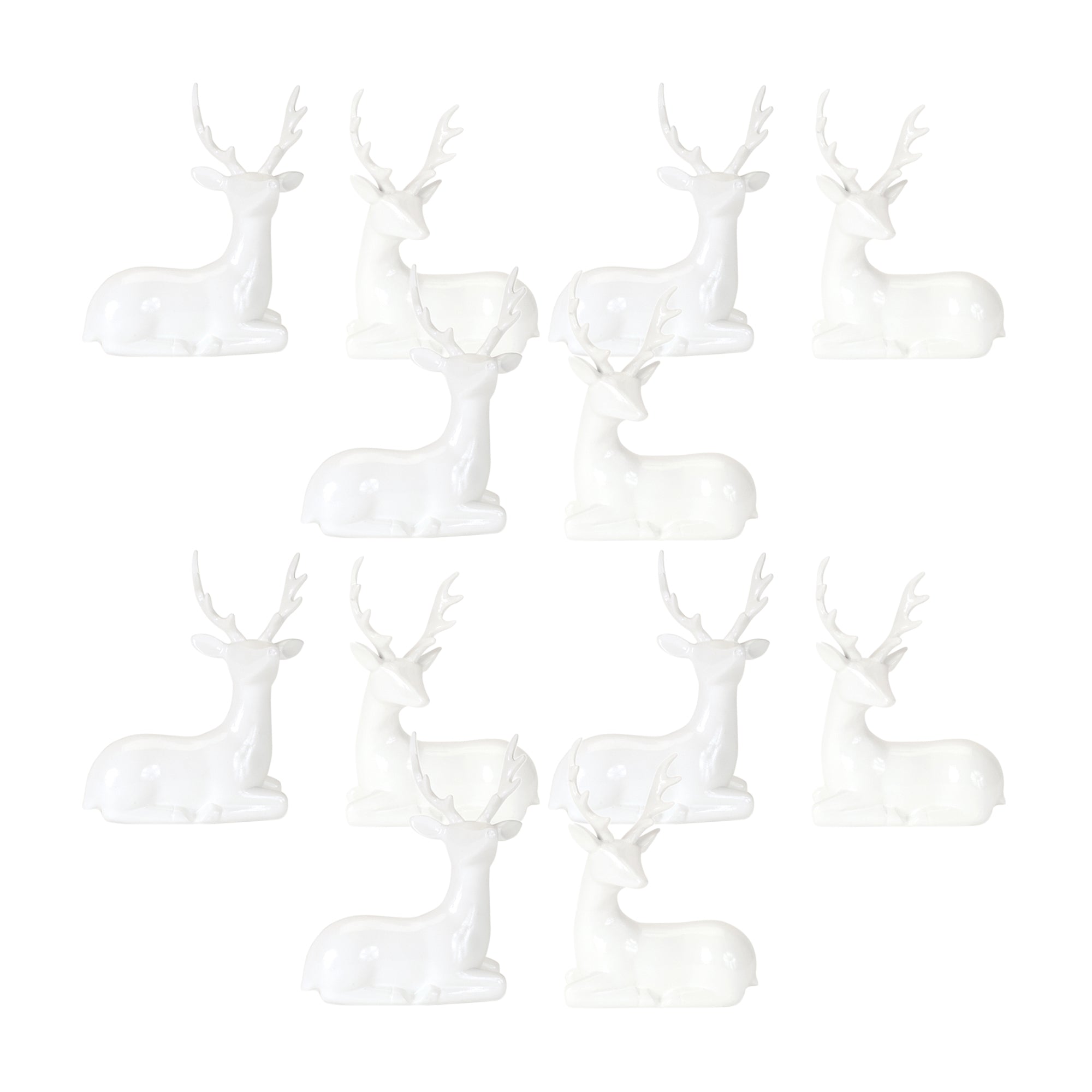 Modern White Winter Deer Figurine Set of 12 SpadezStore