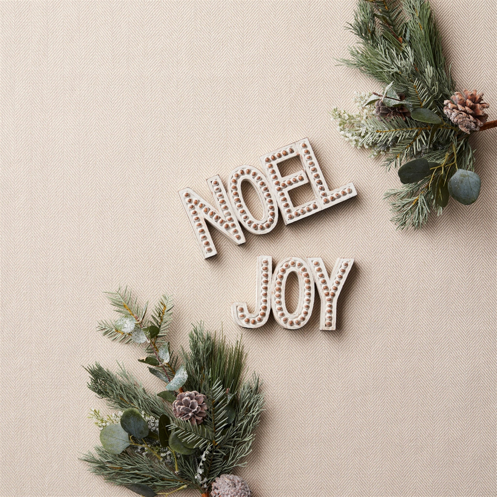 Beaded Wood Design Noel and Joy Sentiment Set of 2 SpadezStore