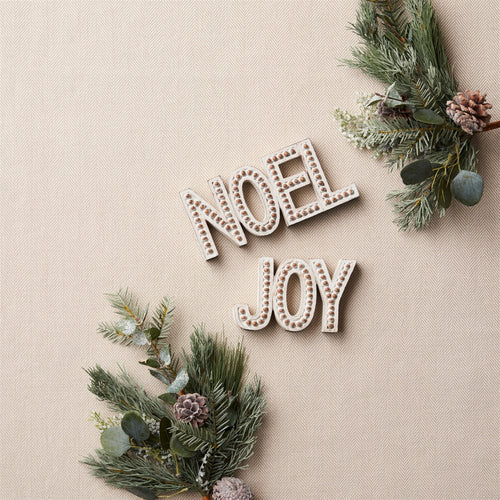 Beaded Wood Design Noel and Joy Sentiment Set of 2 SpadezStore