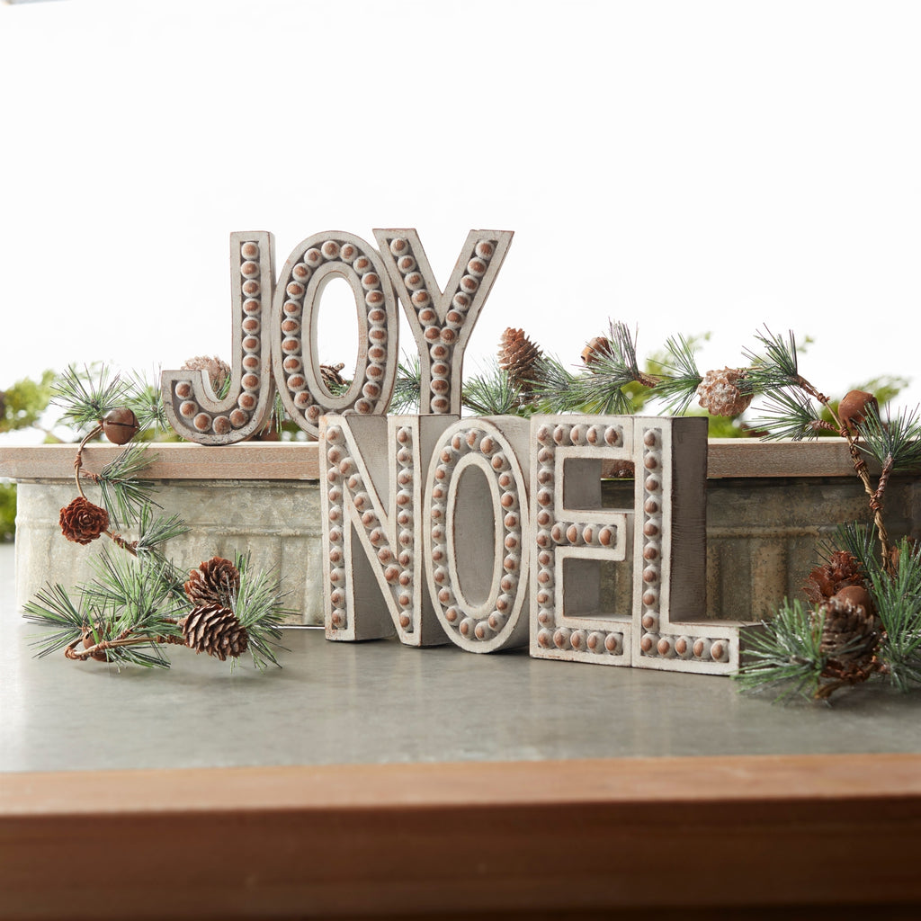 Beaded Wood Design Noel and Joy Sentiment Set of 2 SpadezStore