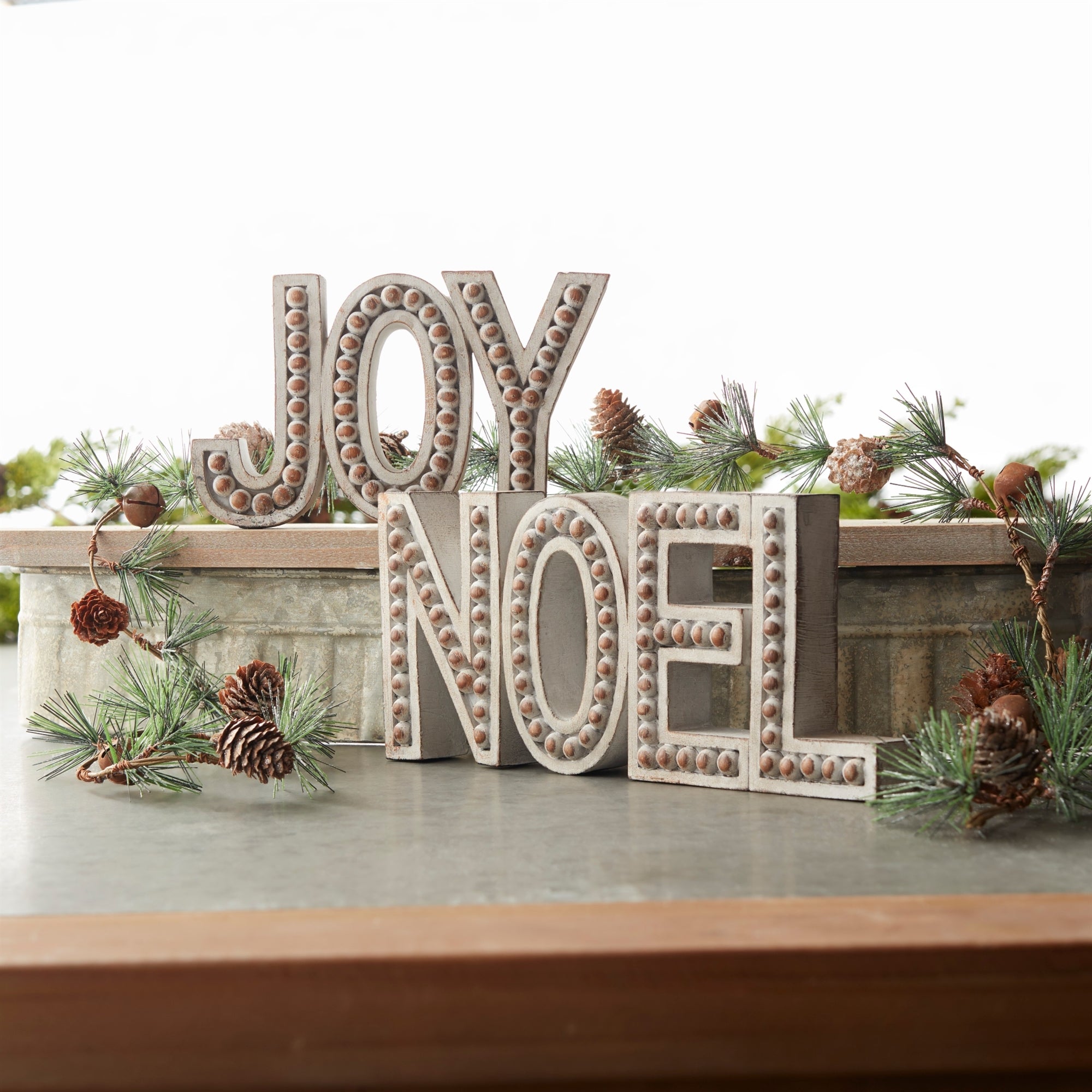 Beaded Wood Design Noel and Joy Sentiment Set of 2 SpadezStore