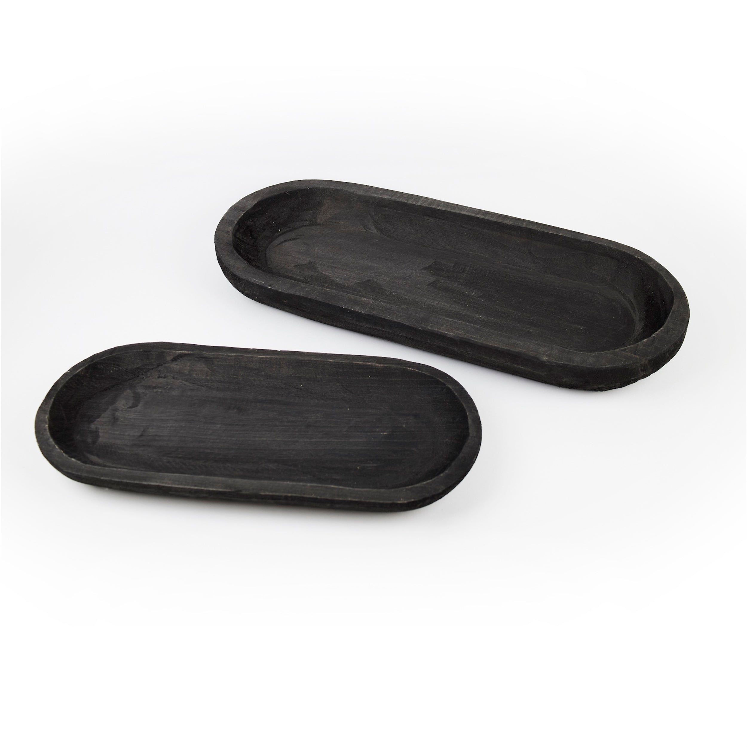 Wooden Dough Bowl Design Tray Set of 2 SpadezStore