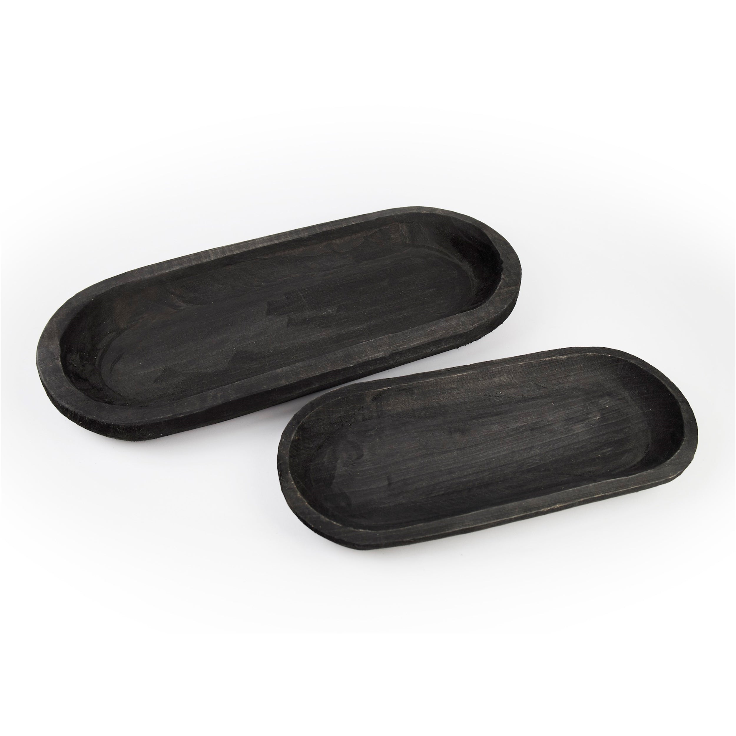 Wooden Dough Bowl Design Tray Set of 2 SpadezStore