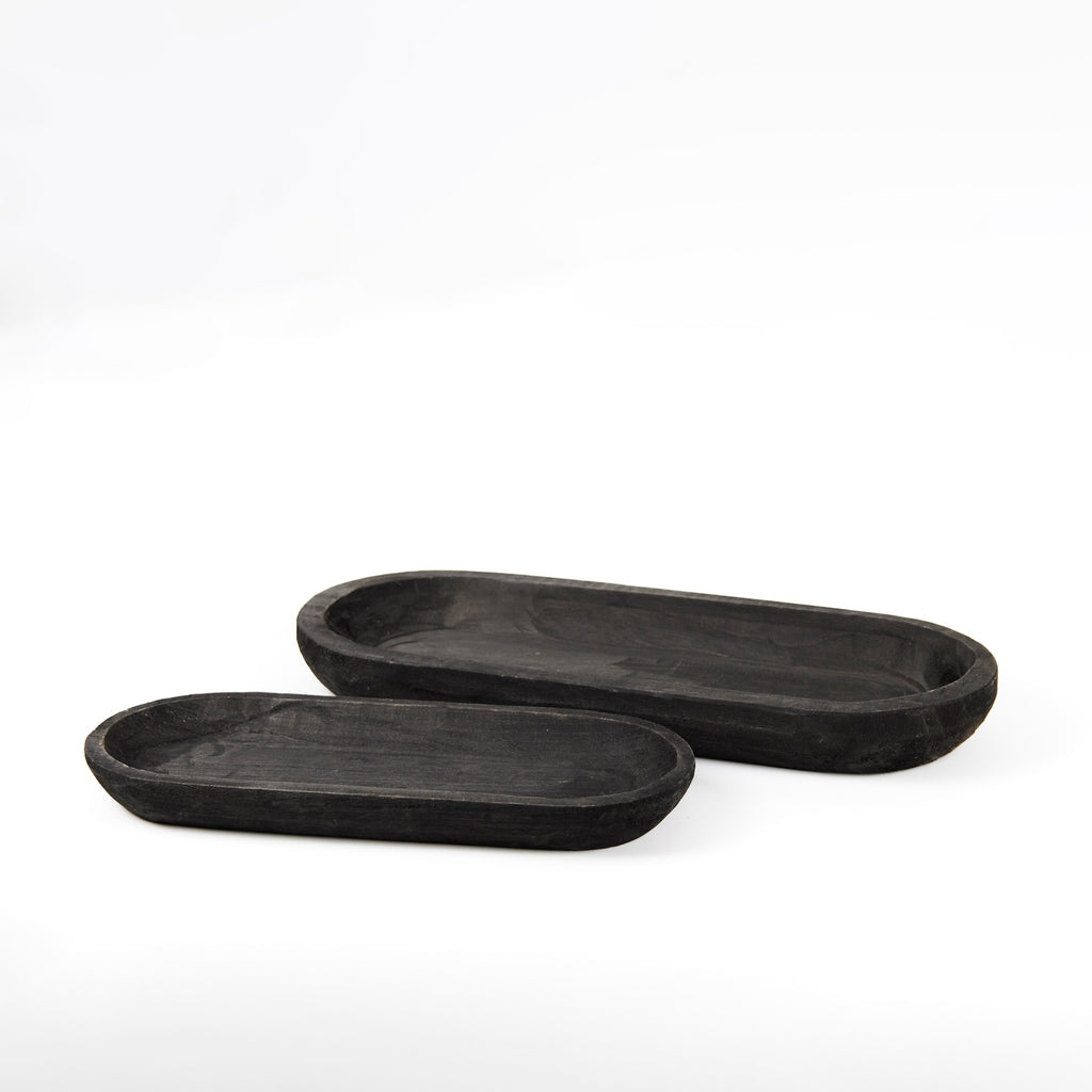 Wooden Dough Bowl Design Tray Set of 2 SpadezStore