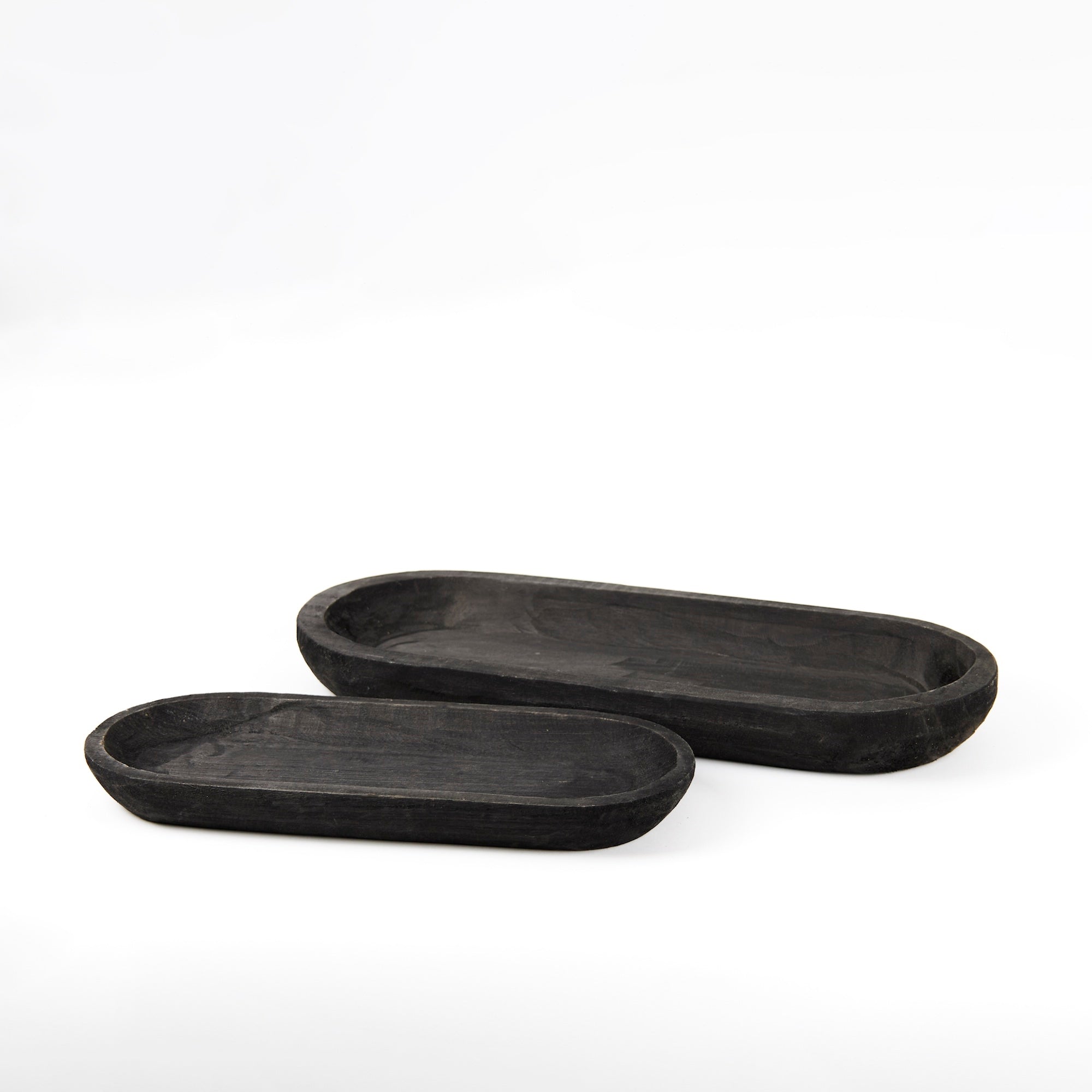 Wooden Dough Bowl Design Tray Set of 2 SpadezStore