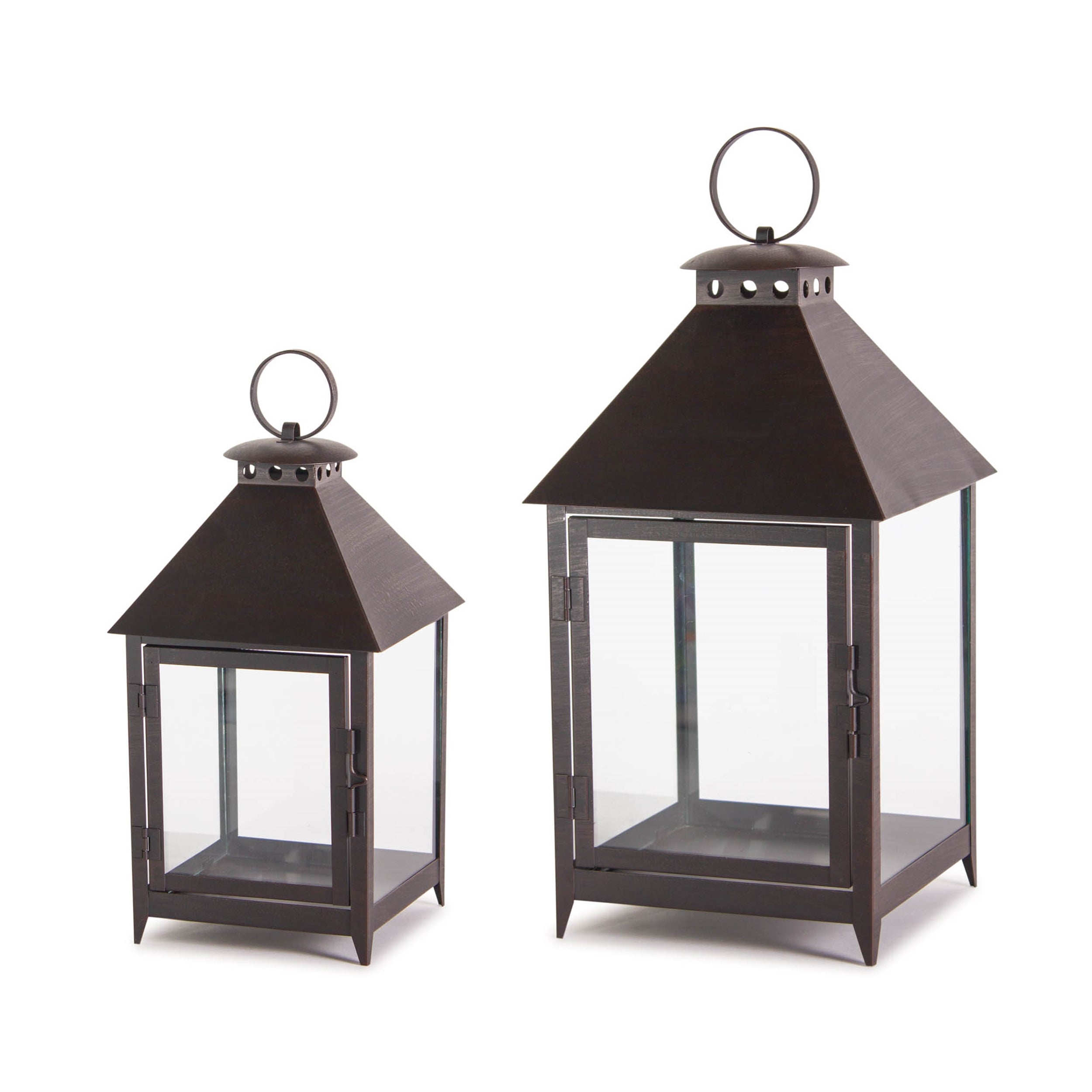 Footed Iron Metal Lantern Set of 2 SpadezStore