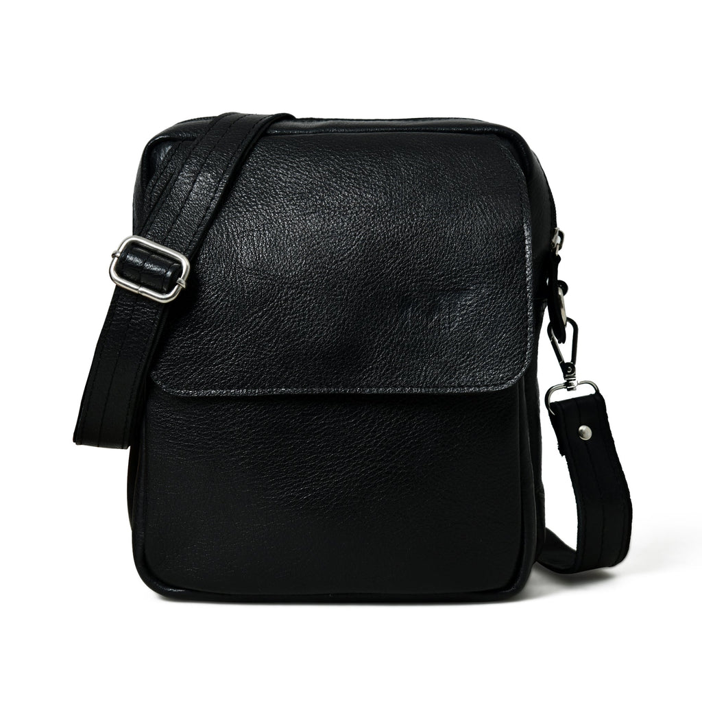 Classy Leather Bags Enzo Black Side Messenger SpadezStore